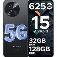 Doogee Note59 5G - Smartphone - Mobiele Telefoon - 32 GB RAM+128 GB ROM (2TB/TF) - Android 15 - 6250 mAh - 6,75 inch HD+ 120 Hz -Face ID - AI camera- Dual SIM - NFC - Zwart