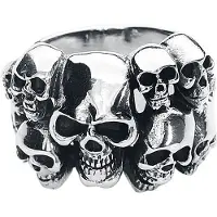 EtNox hard and heavy - Gothic Ring - Skulls - voor Mannen - zilverkleurig - Maat XL