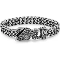 Lucleon Zilverkleurige Roestvrijstalen Draak Armband met Vossenstaartschakels