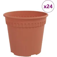 vidaXL Ronde Bloempot 24 st Baksteenrood Ø 19 x 16,5 cm Kunststof