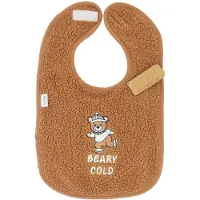 Vib - Slabbetje Luxe velours - Teddy Chocolate 'BEARY COLD' - Babykleertjes - Slabbetjes - zwangerschap aankondiging - baby aankondiging
