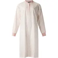 Lunatex - dames nachthemd 224192 - lange mouw - 100% katoen single jersey - roze - maat L