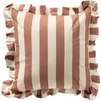 Dutch decor BELLA - sierkussen 45x45 cm - gestreept - ruches - Old Rose - roze - Inclusief binnenkussen - Luxe kussens voor woonkamer & bank