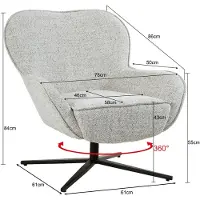 LivingFurn Fauteuil Sven - Beige Stof - Draaibaar