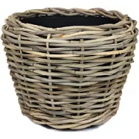Van der leeden Planten/bloemen mand - rotan - gevlochten riet - D47 x H35 cm - drypot - plantenpot - plantenmand - nestbaar