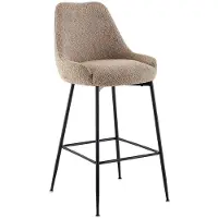 Vente-unique Set van 2 barkrukken in bouclé en zwart metaal - Taupe - TOYBA