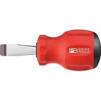 PB Swiss Tools Stubby Schroevendraaier Plat 6,5x1x30mm SwissGrip