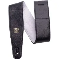 Ernie Ball 4137 Comfort Italiaans Lederen Gitaarband met Bont - Zwart