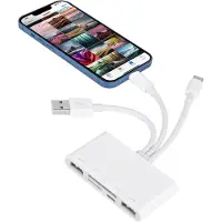 NÖRDIC CRD-013 Kaartlezer 5in1 USB3.0 - USB-C - Lightning - SD/MMC -MicroSD/TF - 2TB - UHS-I - Wit