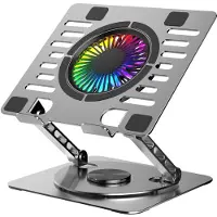 NÖRDIC LH-577 Laptop standaard met ventilator - RGB - Notebook - Draaibaar - 2x USB-A - B24 x L22 x H4-12 cm - Aluminium