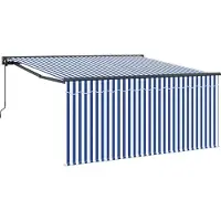 vidaXL Uitschuifbare luifel Blauw en Wit 350 x 250 cm