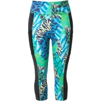 Ulla Popken - Dames - Caprilegging dierpatroon elastische tailleband gerecycled - Mintgroen - Maat 50+