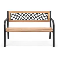 Hortensus - Stevige, houten tuinbank met metalen frame - 118x54x77 cm