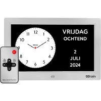 BBrain Basic - Analoge Dementieklok 10 inch - 21 herinneringen - Wit