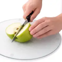 Wallfluent Glazen Snijplank - Semi-transparante Snijplank - fi40 cm - Glazen Snijplank met Matte Afwerking - Ronde Gematteerde Snijplank - Glazen snijplank Melkglas - Kookbenodigdheden
