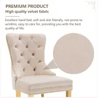 STILVORA Eetkamerstoel - Luxe Velvet Design - Set van 2 - Met Unieke Deurbel Achterkant en Gouden Metalen Poten - Voor Eetkamer, Keuken en Woonkamer - Beige
