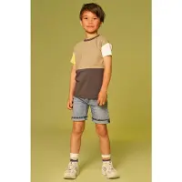 Stains & Stories T-shirt zand Beige Jongens Katoen Ronde hals Meerkleurig - maat 134