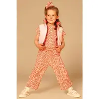 Stains & Stories jumpsuit roze Meisjes Stretchkatoen Ronde hals All over print - maat 104