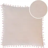 Domarex Roze Fluwelen Kussenhoes 40x40 cm met Pompons - Boho Stijl