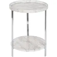 DKD Home Decor Bijzettafel DKD Home Decor Wit Zilverkleurig Metaal Hout MDF 40 x 40 x 53 cm