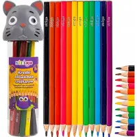 Strigo Driehoekige Kleurpotloden 12 Kleuren in Katten Etui