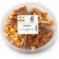 Zoolekker Smulbox - ronde snackbox met vier vakjes gevuld met diverse hondensnacks