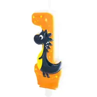 PartyPal Dino Kaars Cijfer 1 - Verjaardagstaart Decoratie