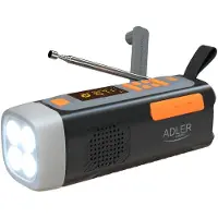 Adler noodradio, met zonnepaneel, handkruk en powerbank, Bluetooth 5.0, 4W LED-zaklamp, 4500 mAh, AD 1920