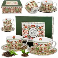Duo Porseleinen Kop en Schotel Set 250ml - 2 stuks - Bloemendessin