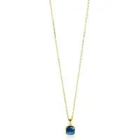 Zinzi Gold 14 krt gouden ketting met chique vierkante hanger, bezet met Londen topaas 40-43cm ZGC537