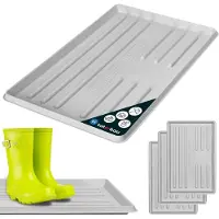 KOTARBAU 3 stuks Schoenenlekbak, Lekbak Schoenen, Kunststof, 60 x 40 cm, Grijs, Schoenendruipbak, Schoenmat, Laarzen Afdruipmat, Lekbak voor Natte Schoenen, Schoenafdruipbak, Schoenenschaal