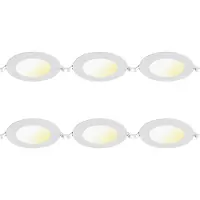 BES LED LED Downlight Inbouwspot 6 Stuks - Brinton Thin - 6W 470lm 120° Bundelhoek - Aanpasbare Lichtkleur 3000K-4000K-6500K - IP40 - Rond - Wit - Ø128mm Buitenmaat - Ø110mm Zaagmaat