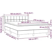 vidaXL Boxspring met matras fluweel lichtgrijs 160x210 cm