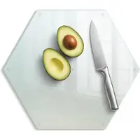 Tulup Glazensnijplank - Gematteerde Glazen Snijplank - h40 cm - Zeshoek Gematteerde Snijplank - Keukenbenodigdheden - Gematteerde Glazen Snijplank - Semi-transparante Snijplank