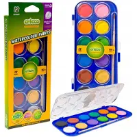 Cricco Aquarelverf Set voor Kinderen - 12 Kleuren, 28mm, Incl. Penseel