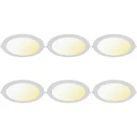 BES LED LED Downlight Inbouwspot Dimbaar 6 Stuks - Brinton Thin - 18W 1800lm 120° Bundelhoek - Aanpasbare Lichtkleur 3000K-4000K-6500K - IP40 - Rond - Wit - Ø229mm Buitenmaat - Ø205mm Zaagmaat