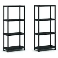 Keter Stellingkast Plus 60/4 - set van 2 - Opbergrek met 4 planken - 60x30x135cm - Zwart