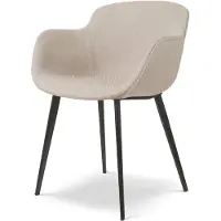 Nolon Elma Eetkamerstoel Beige - Met armleuning - Stof - Zwart Onderstel - Scandinavisch - Comfortabel