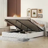 SINGULARITY -180 x 200 Multifunctioneel vlakbed met hydraulische ondersteuning- beige- zonder matras