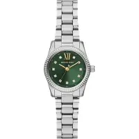 Michael Kors quartz zilver dames horloge met groene wijzerplaat & roestvrij stalen band