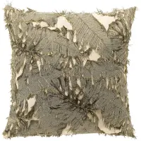 Dutch decor NILO - kussenhoes 45x45 cm - bladmotief - Oil Green - groen - met rits - zonder binnenkussen