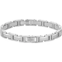 BOSS Silver-tone H-link cuff with logo clasp