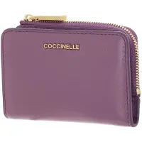Coccinelle Leren kaarthoes Metallic Shiny Smooth Leather Card Holder Jellyfish paars