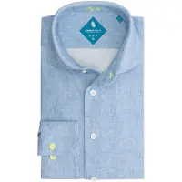 District Indigo Overhemd Performance Licht Blauw Gemêleerd 46