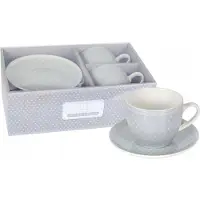 Livello Grijze Mokken met Schotels, 250 ml, Set van 2, Cadeau