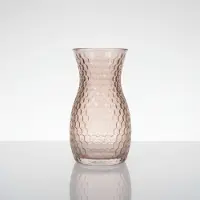 TLF Interieurs Vaas Elara – Roze glazen vaas met honingraatstructuur D13.5 x H24 cm