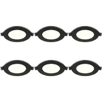 BES LED LED Downlight Inbouwspot 6 Stuks - Brinton Thin - 3W 220lm 120° Bundelhoek - Natuurlijk Wit 4000K - IP40 - Rond - Zwart - Ø85mm Buitenmaat - Ø70mm Zaagmaat