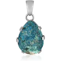 Cavill - Zilveren Hanger met Blauw Gem Silica Druzy 18,5 ct - 925 Sterling Zilver - Peervormig Uniek Handgemaakt Sieraad 30x17 mm