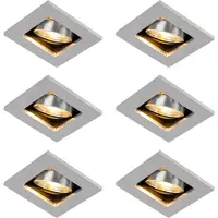 QAZQA Set van 6 moderne inbouwspots aluminium draaibaar en kantelbaar GU10 50mm - Qure