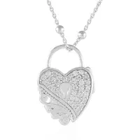 Cavill - Zilveren Halsketting 925 Sterling Zilver Gerhodineerd - Hartvormige Hanger met 0,54 ct Cambodjaanse Zirkonia's - Verstelbaar Elegant Sieraad